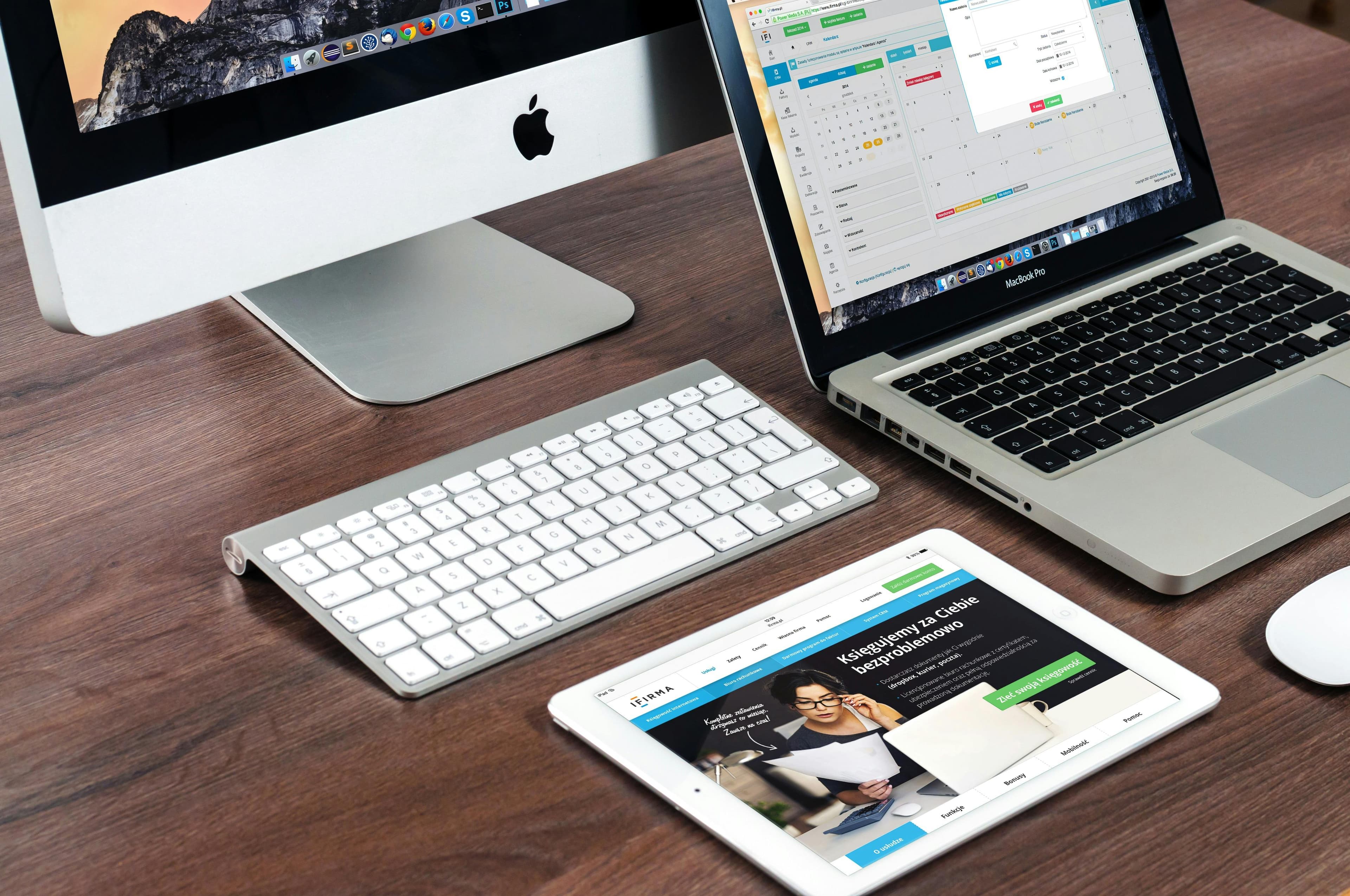 Responsive web application shown across desktop and tablet devices
