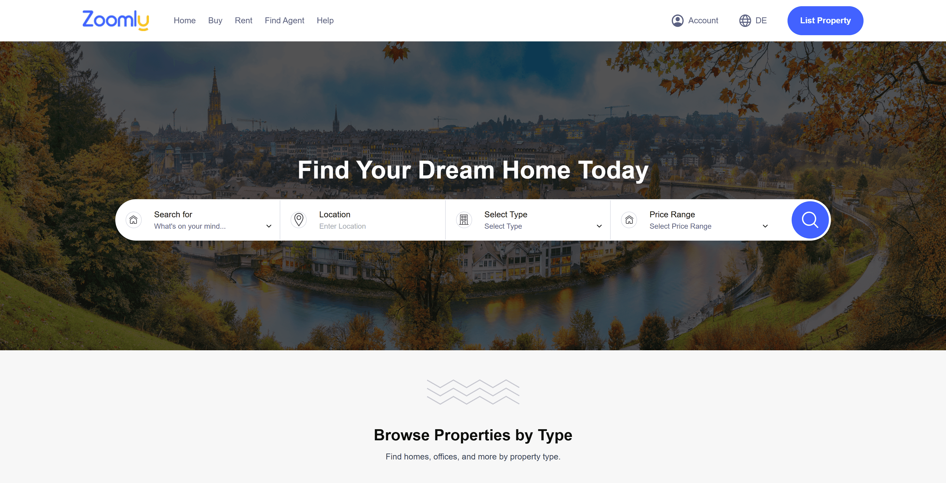 Zoomly website interface